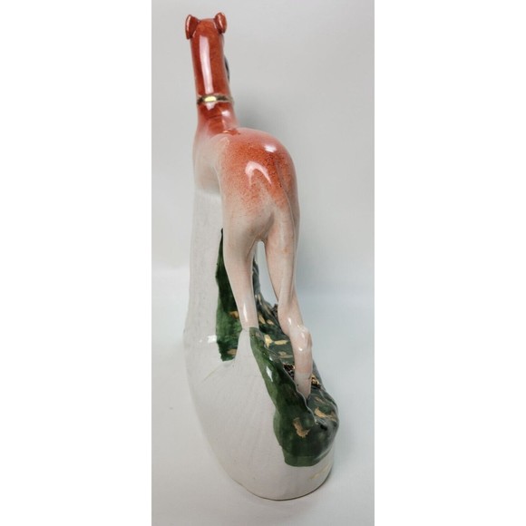 Vintage Staffordshire Whippet Greyhound Hunting Dog w. Rabbit Hare Figurine 11" - Picture 10 of 15